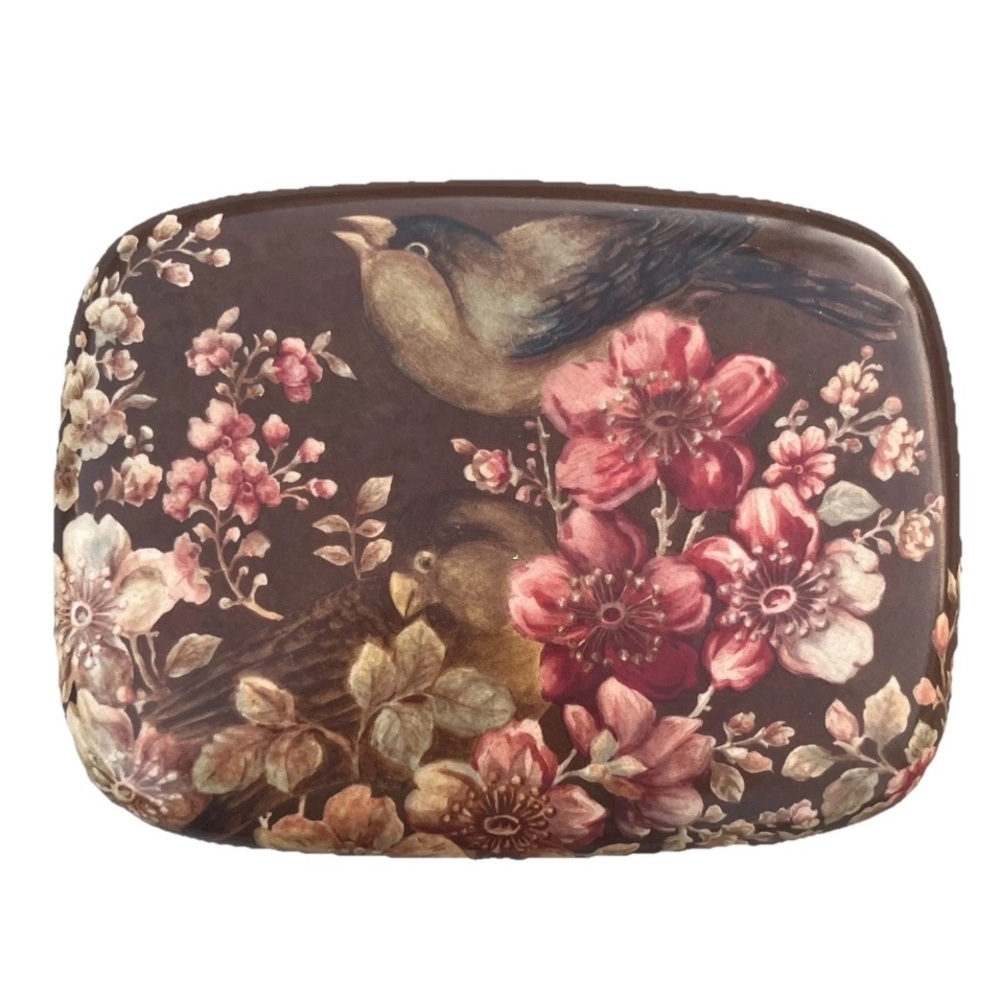 Pottery Barn by Sabyasachi Porcelain Lidded Box Bird Floral Jewelry Trinket